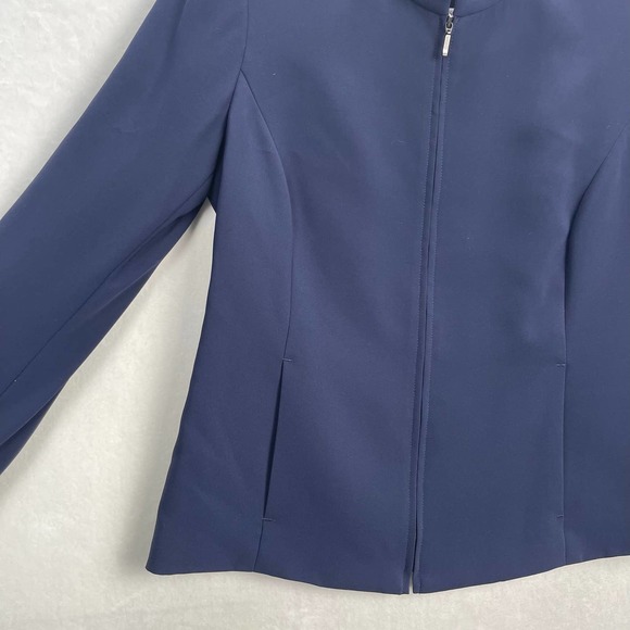 Pendleton‎ Navy Blue Zip Front Mock Neck Blazer Jacket with Pocket 8P Petite - Picture 6 of 15